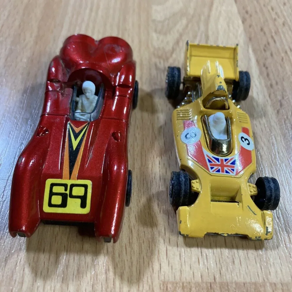 Matchbox England Turbo Fury & Corgi Juniors Formula Lot of 2 • Vintage • EUC